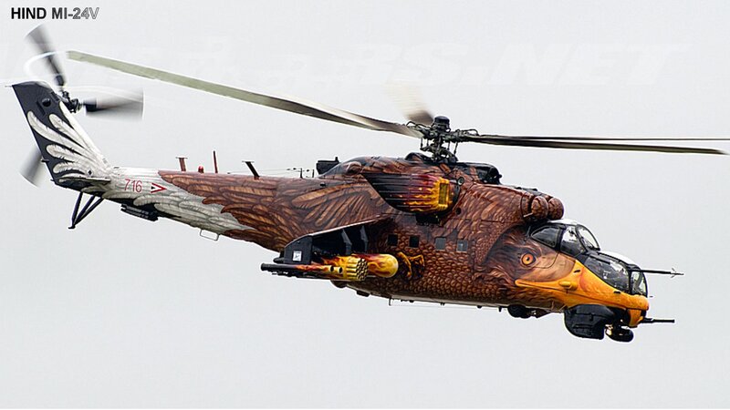 Military Helicopter in Flight — Brown, Dynamic, Photograph