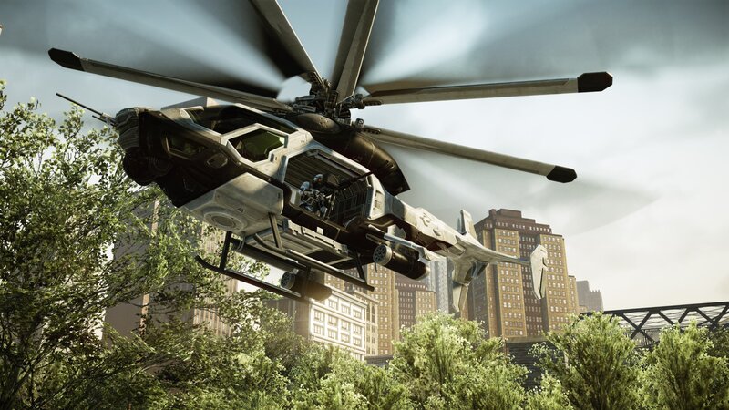 Military Helicopter in Flight — Gray, Dramatic, Afternoon, 3d Render