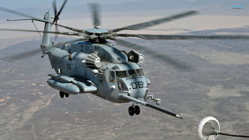 Military Helicopter in Flight — Gray, Dramatic, Afternoon, Photograph, Desert Landscape