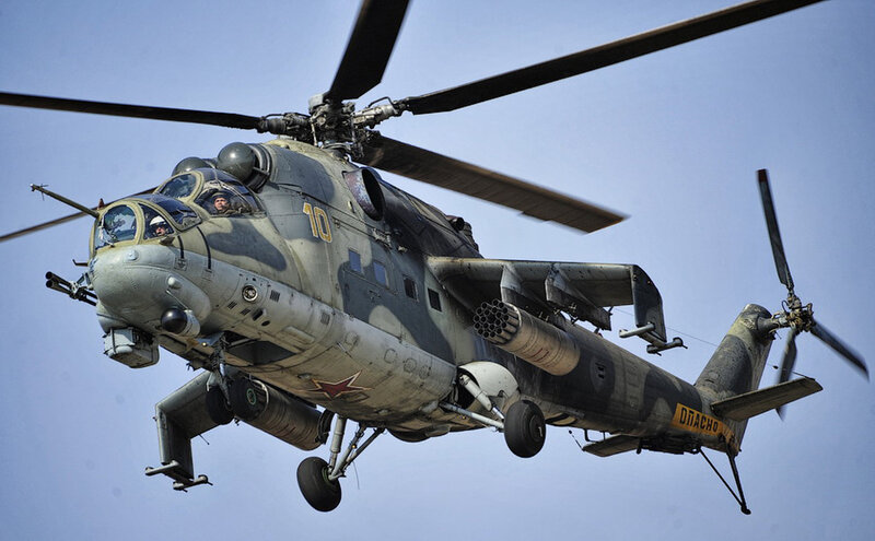 Military Helicopter in Flight — Gray, Dramatic, Afternoon, Photograph, Rotor Blades