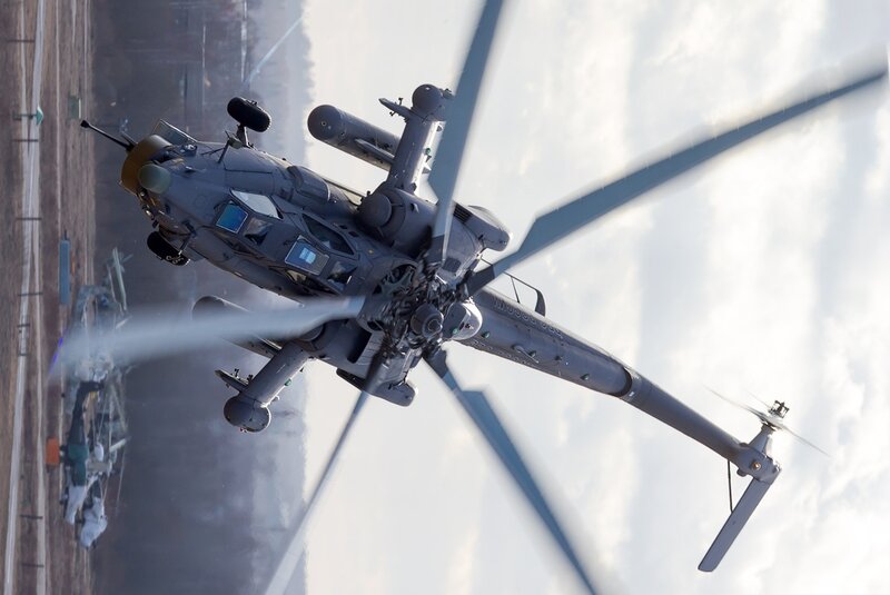 Military Helicopter in Flight — Gray, Dynamic