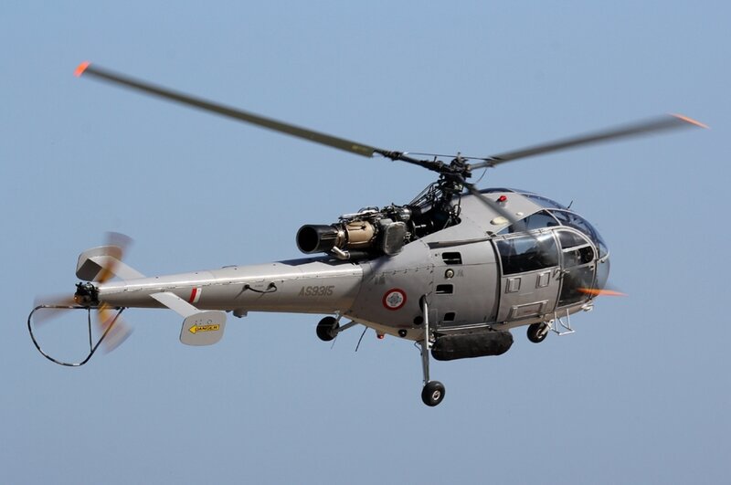 Military Helicopter in Flight — Gray, Neutral, Afternoon, Photograph