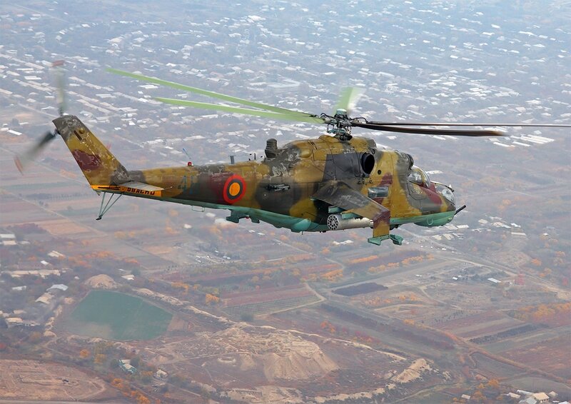 Military Helicopter in Flight — Green, Aerial