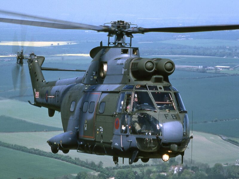 Military Helicopter in Flight — Green, Calm, Afternoon, Photograph