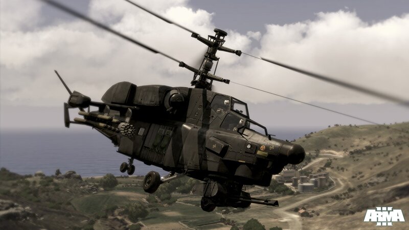 Military Helicopter in Flight — Green, Dramatic, Afternoon, 3d Render, Hills