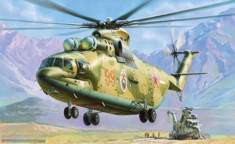 Military Helicopter in Flight — Green, Dramatic, Afternoon, Illustration, Mountains, Soldiers