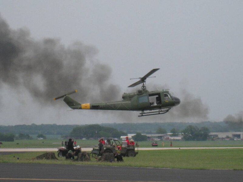 Military Helicopter in Flight — Green, Dramatic, Afternoon
