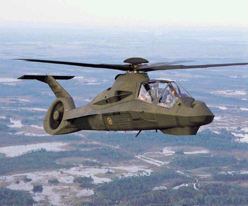 Military Helicopter in Flight — Green, Neutral, Afternoon, Photograph, Pilot, Rotor Blades