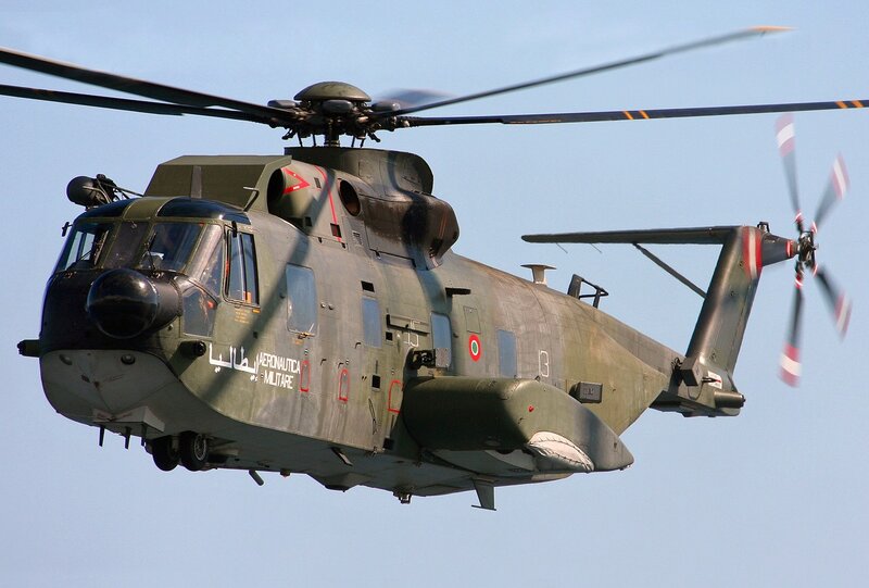 Military Helicopter in Flight — Green, Neutral, Afternoon, Photograph, Rotor Blades, Sky, Gray