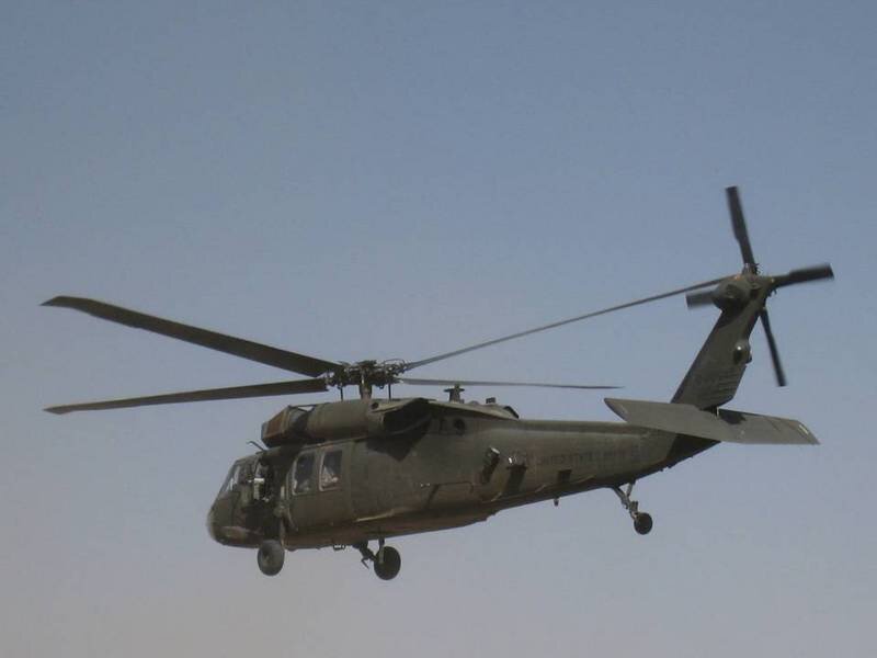 Military Helicopter in Flight — Green, Neutral, Afternoon, Photograph
