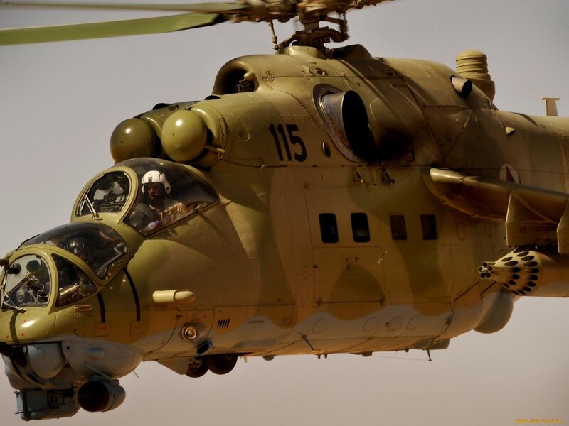 Military Helicopter in Flight — Olive Green