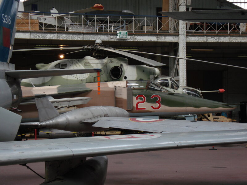 Military Helicopter in Hangar — Green