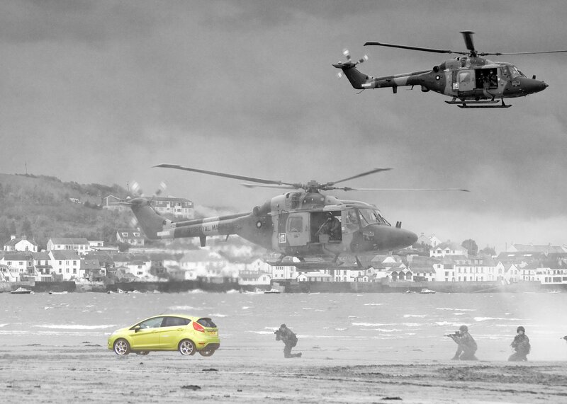 Military Helicopter Landing — Black