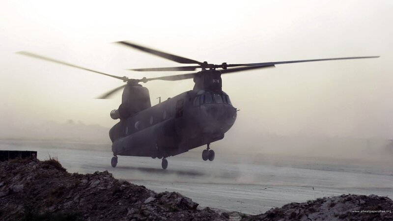 Military Helicopter Landing — Gray, Dramatic