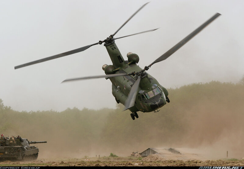 Military Helicopter Landing — Green, Dramatic
