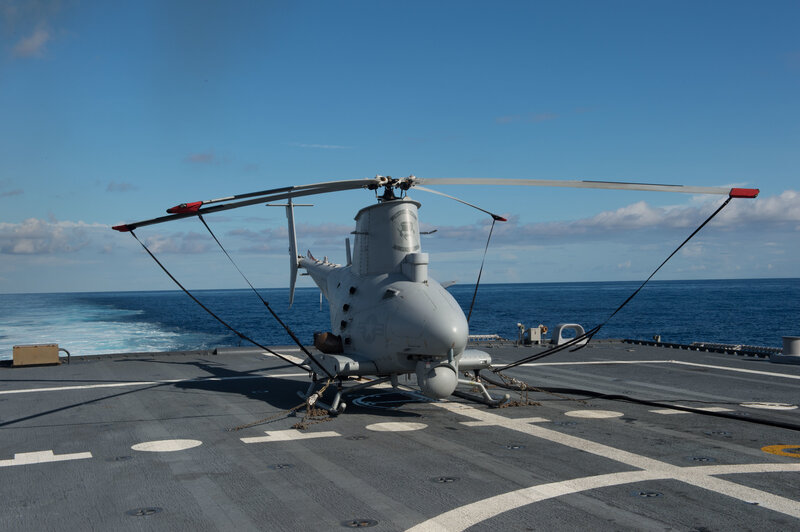 Military Helicopter on Deck — Gray, Calm