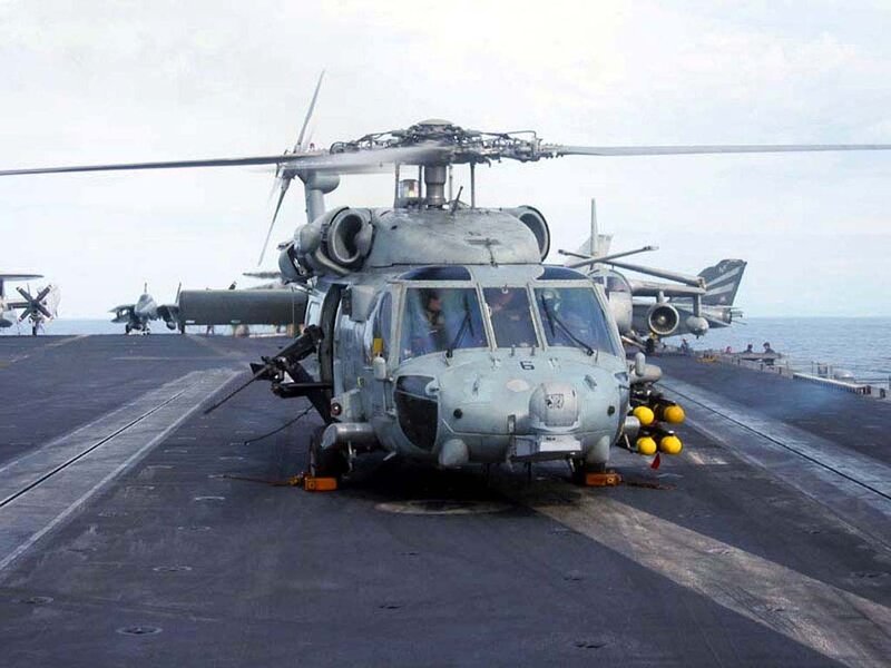 Military Helicopter on Deck — Gray, Neutral