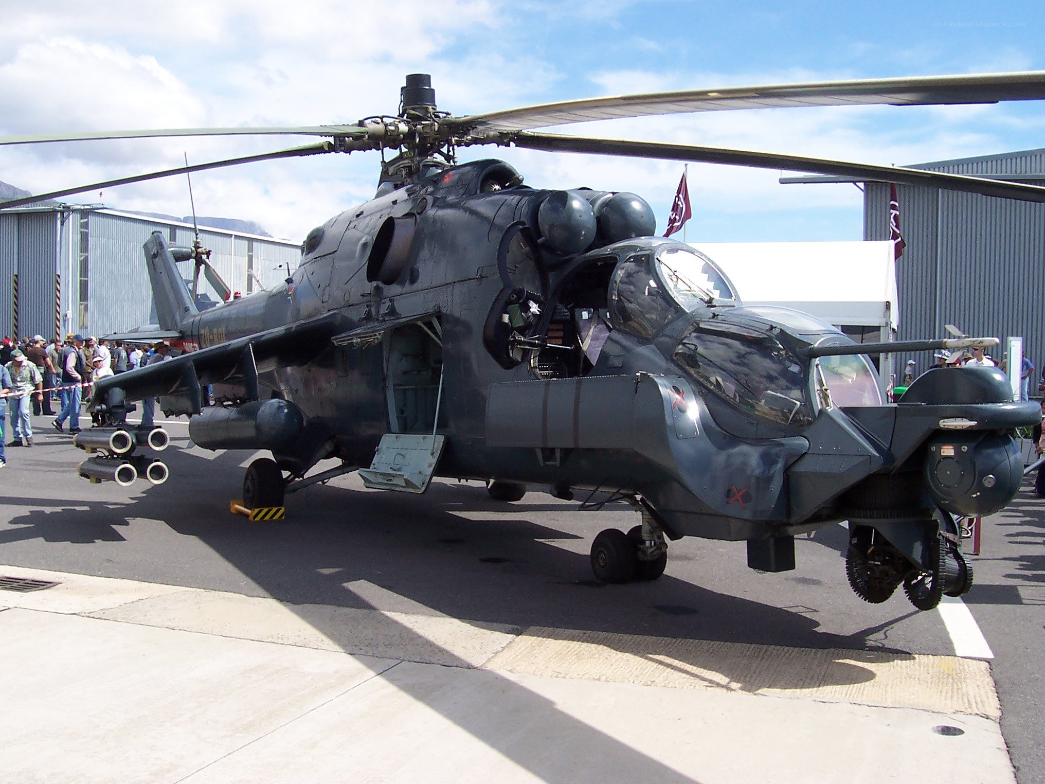 Military helicopter on display