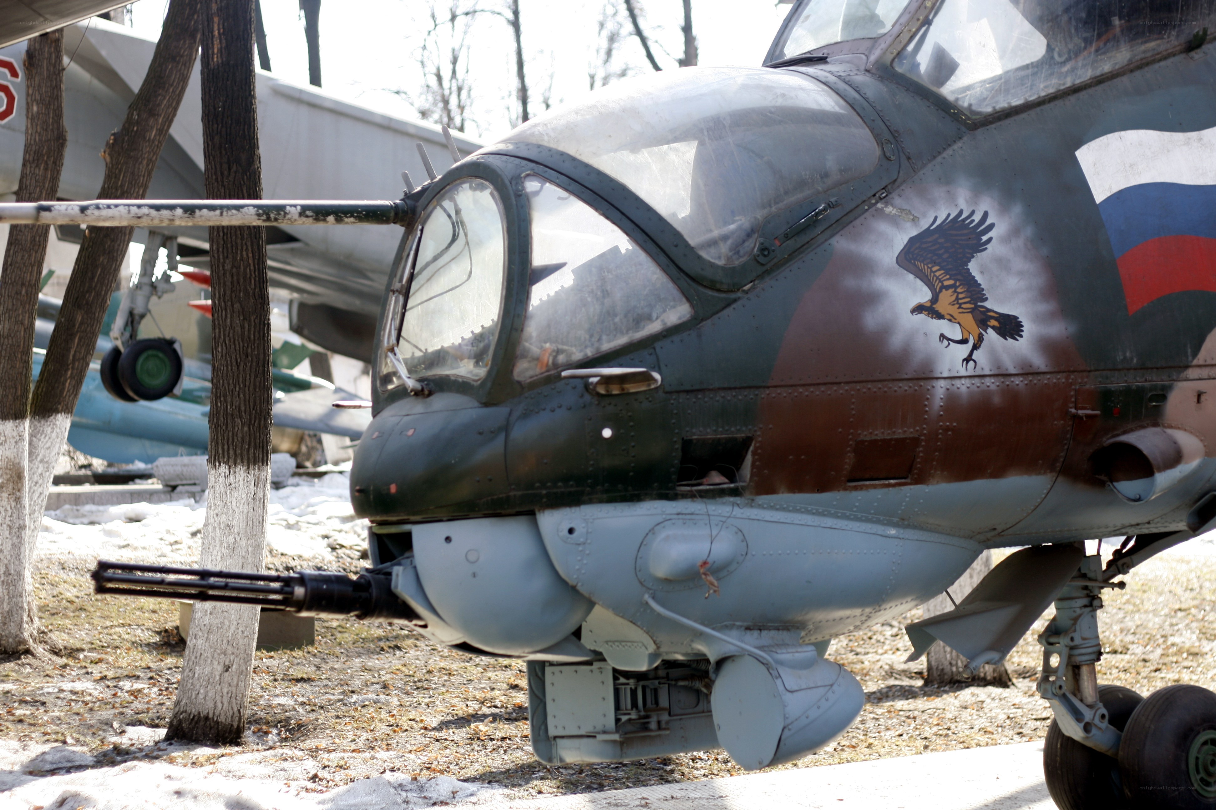 Military helicopter on display
