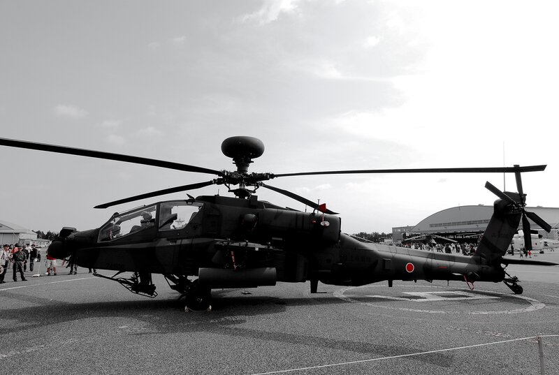 Military helicopter on display