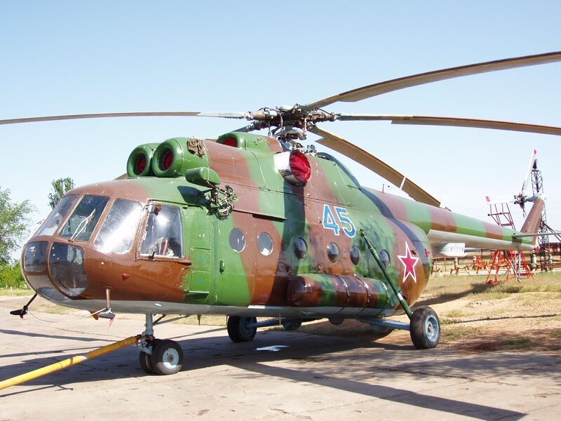 Military helicopter on display