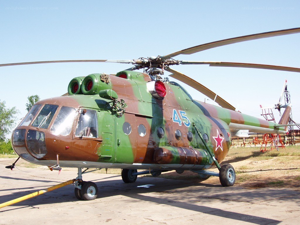 Military helicopter on display