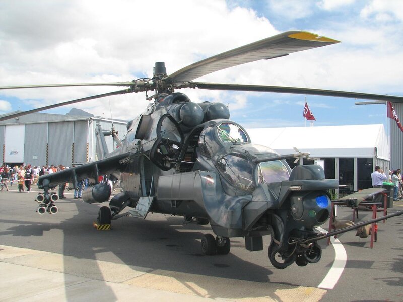 Military Helicopter on Display — Gray