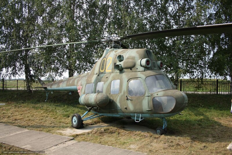 Military Helicopter on Display — Green, Outdoor