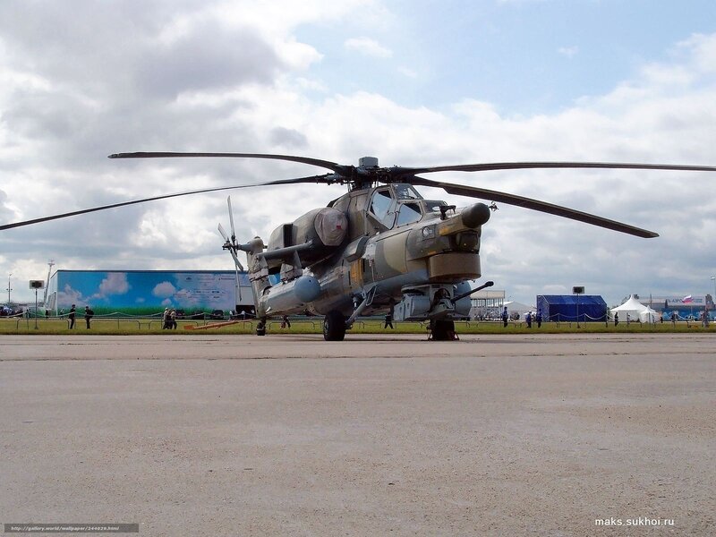 Military helicopter on display
