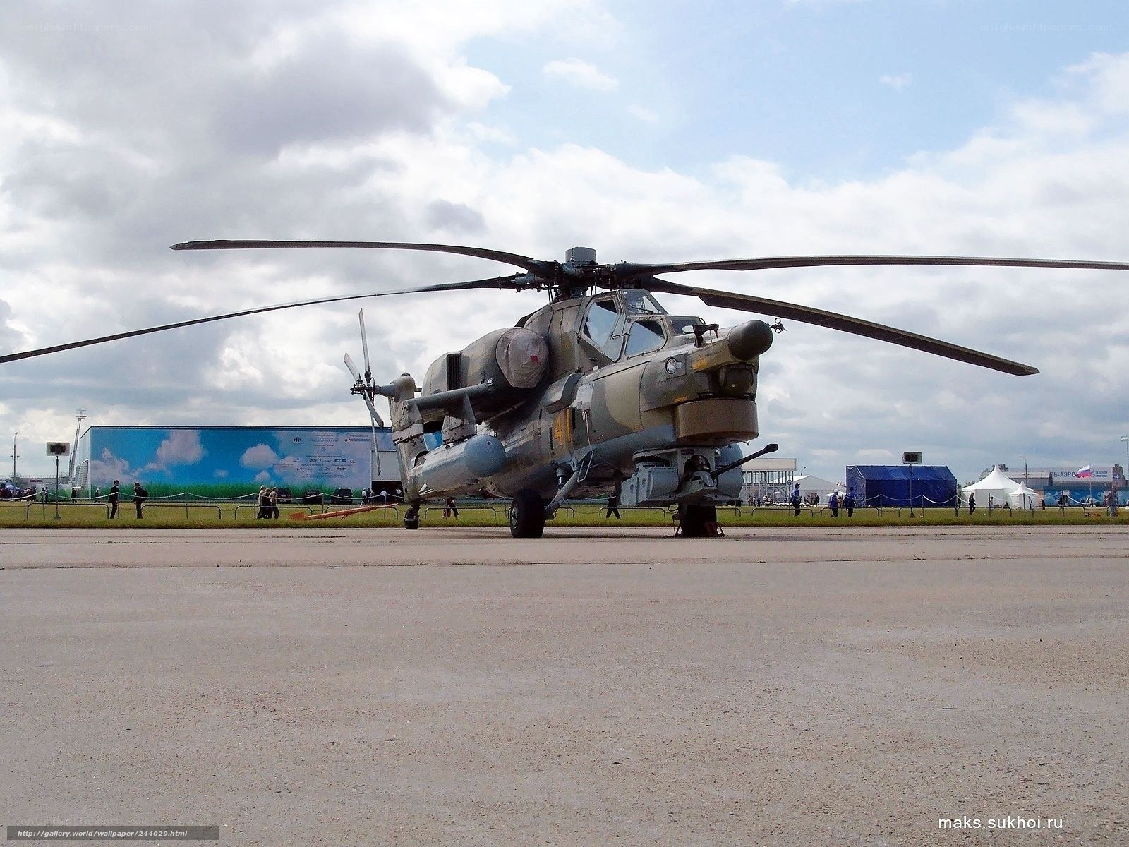 Military helicopter on display