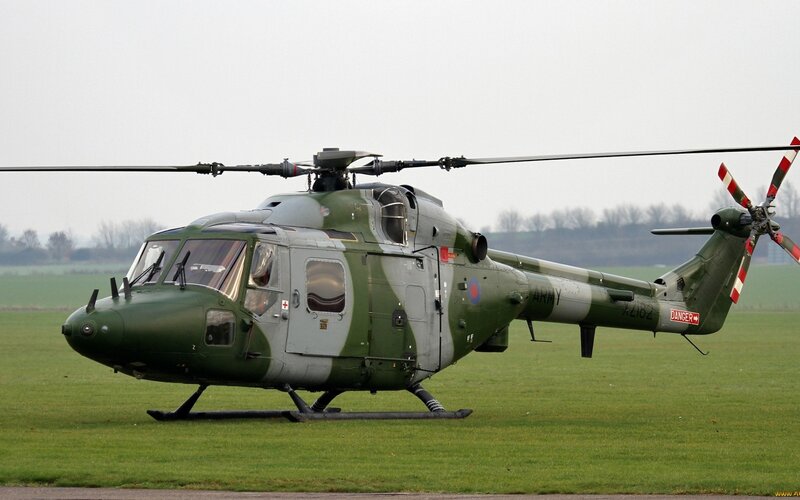 Military Helicopter on Grass — Green