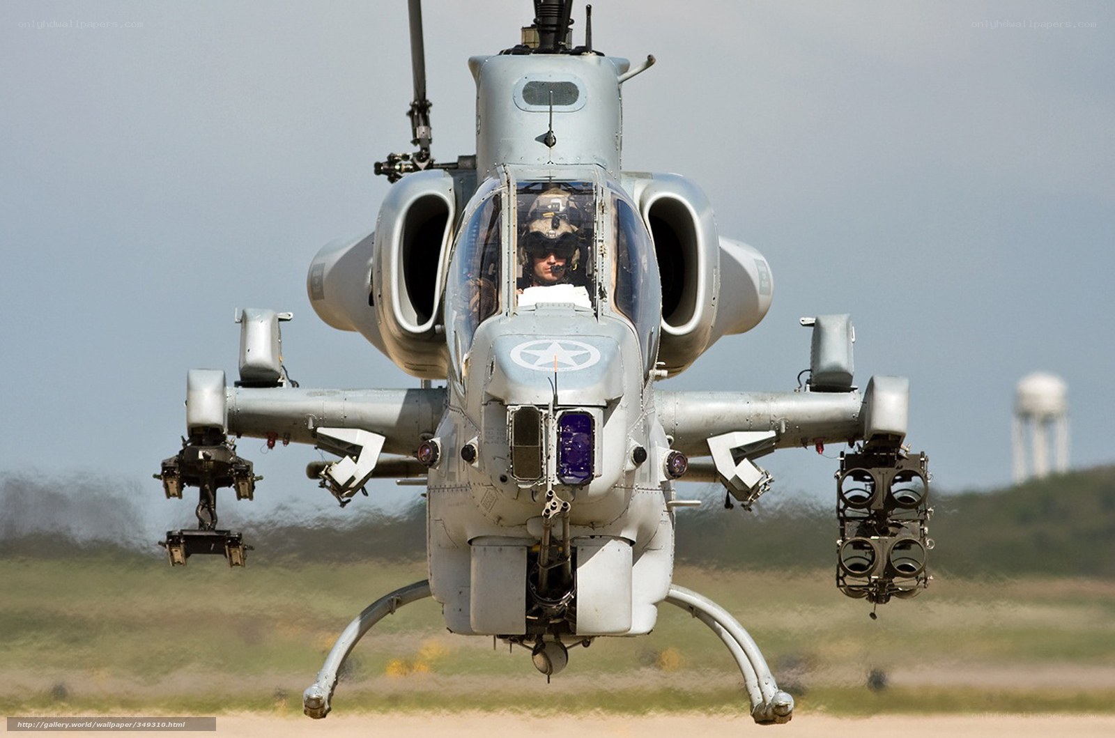 Military helicopter on landing