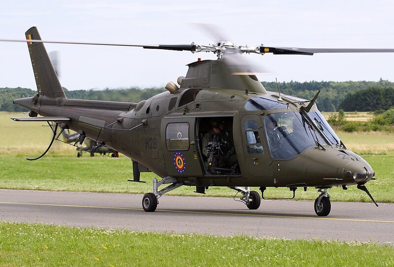 Military Helicopter on Runway — Green, Neutral