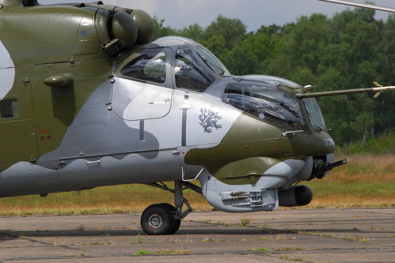 Military helicopter on tarmac