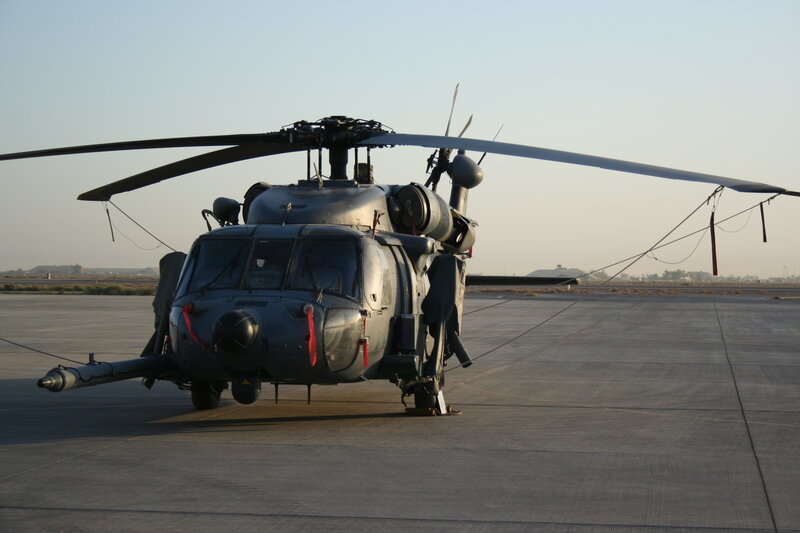 Military helicopter on tarmac