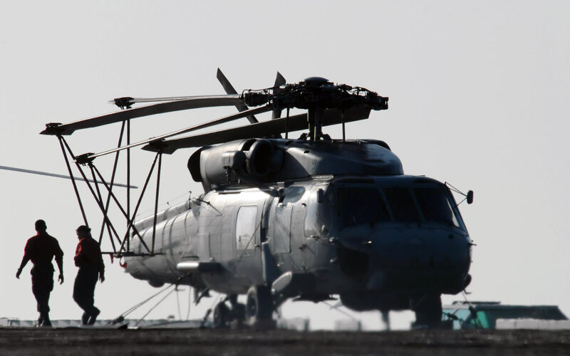 Military helicopter on tarmac