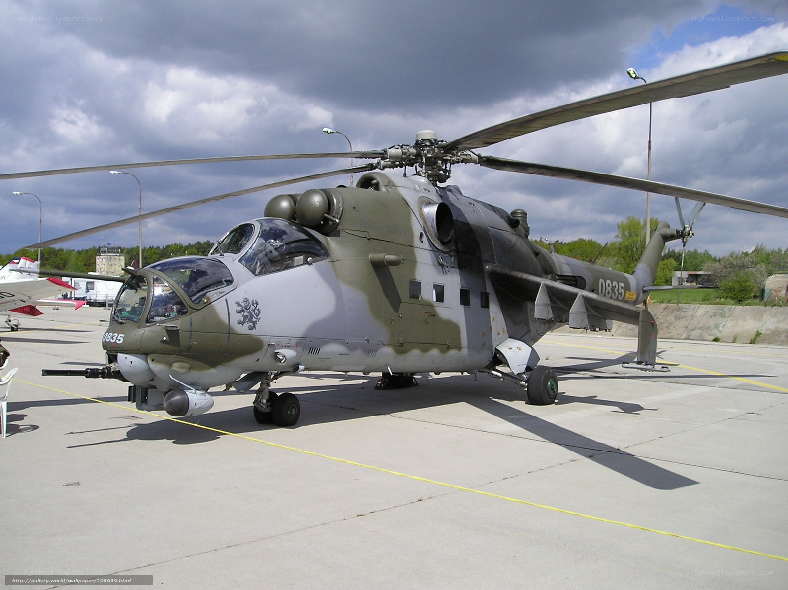 Military helicopter on tarmac