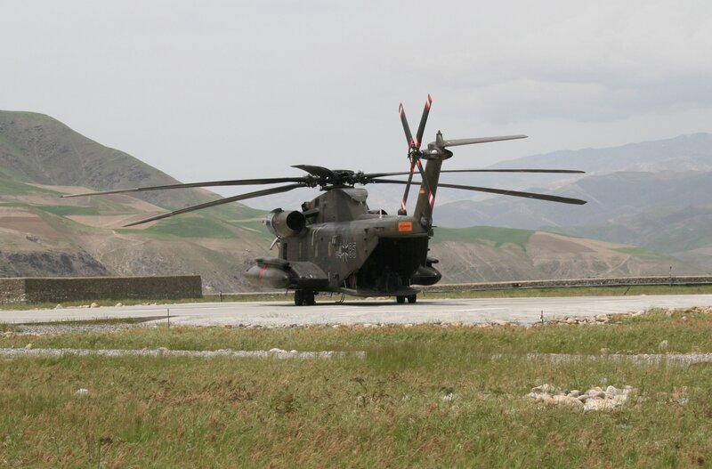 Military helicopter on tarmac