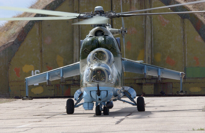 Military helicopter on tarmac