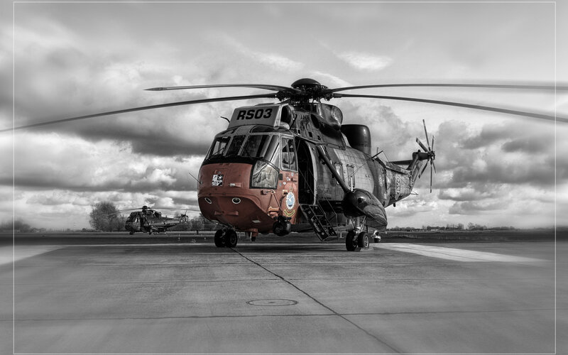 Military Helicopter on Tarmac — Black