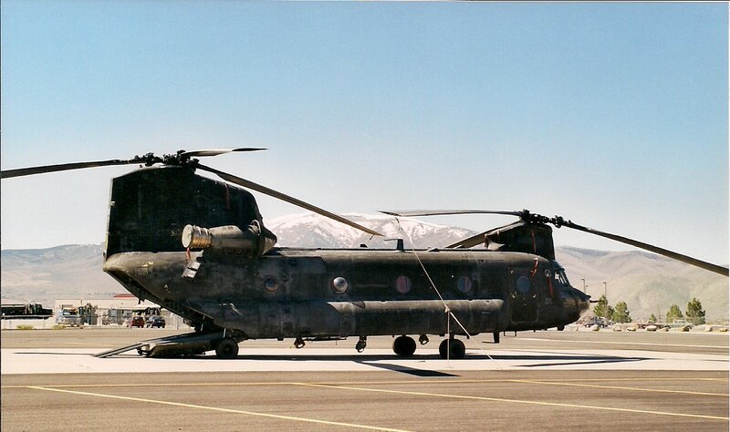 Military Helicopter on Tarmac — Gray, Calm