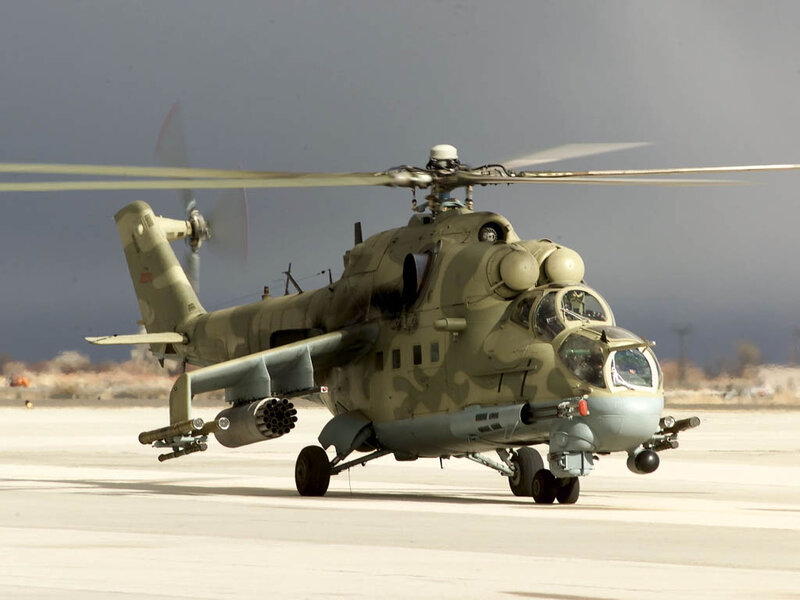 Military Helicopter on Tarmac — Green, Dramatic, Photograph