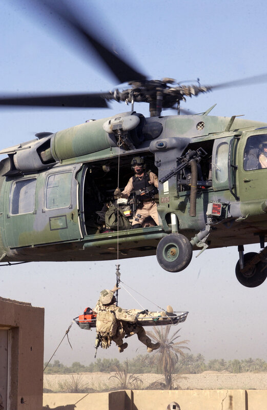 Military helicopter rescue operation