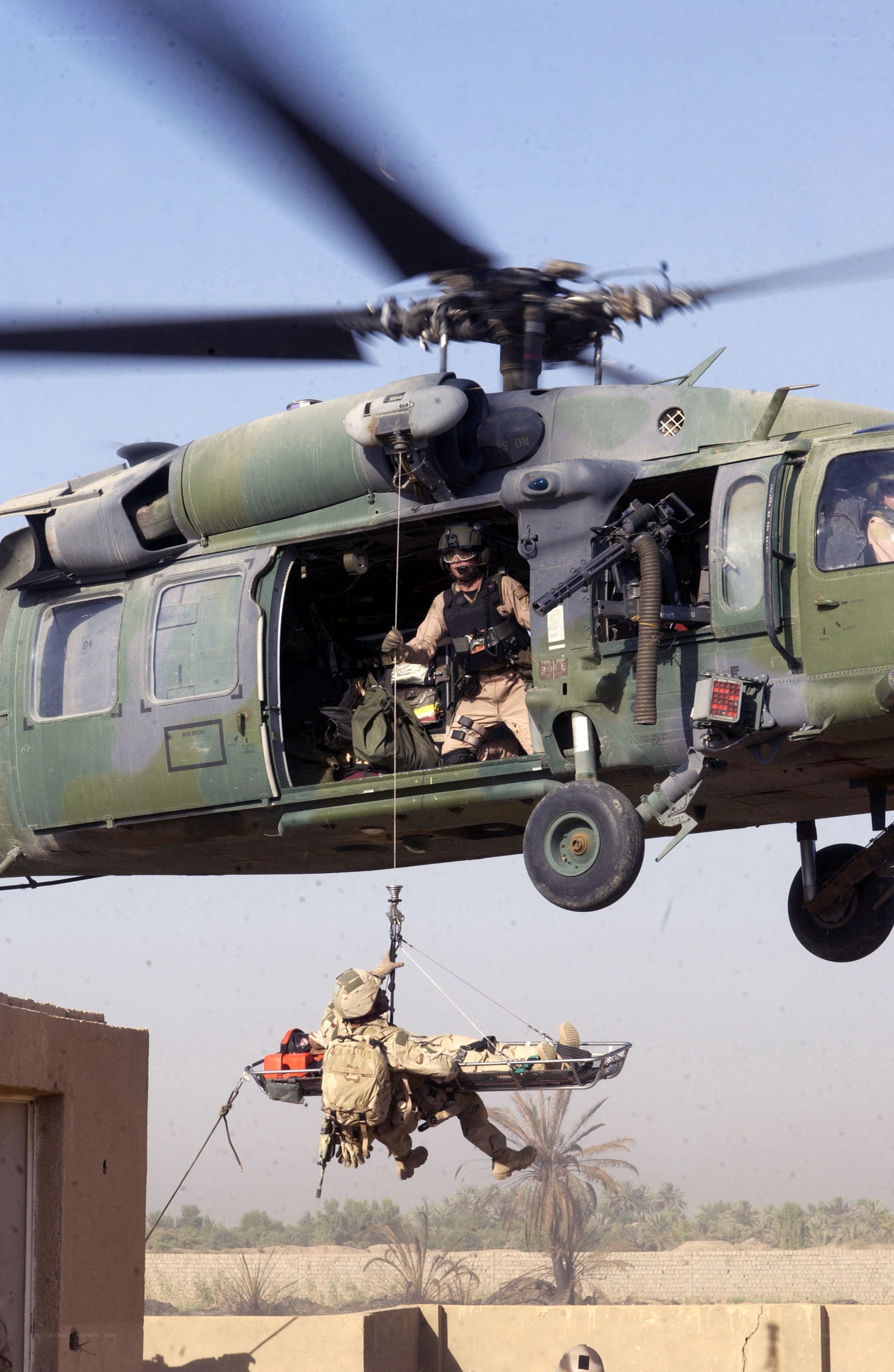 Military helicopter rescue operation
