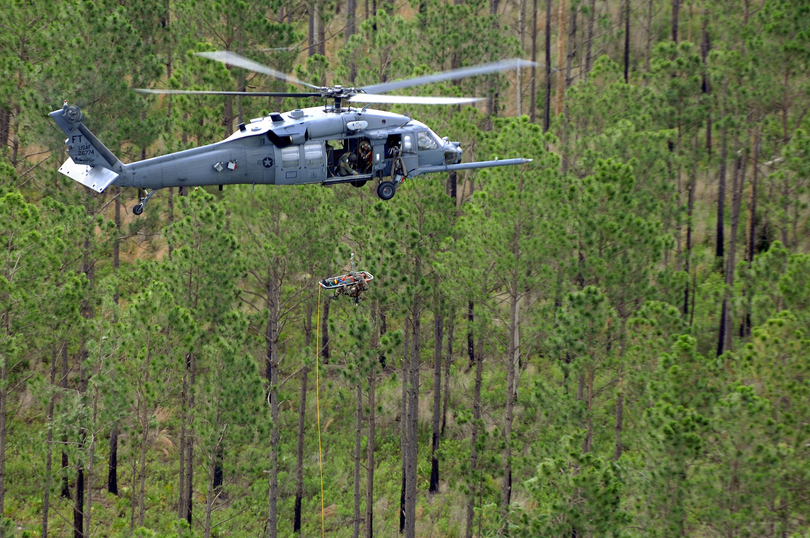 Military helicopter rescue operation