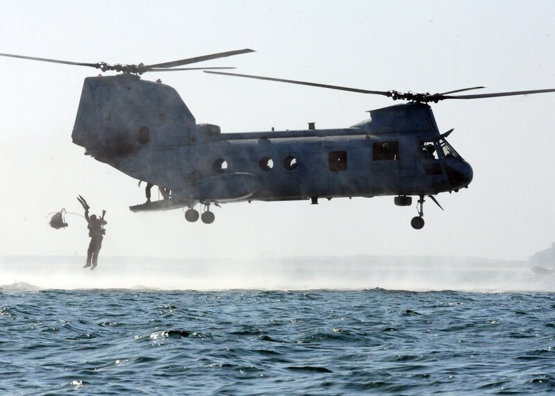 Military helicopter rescue operation