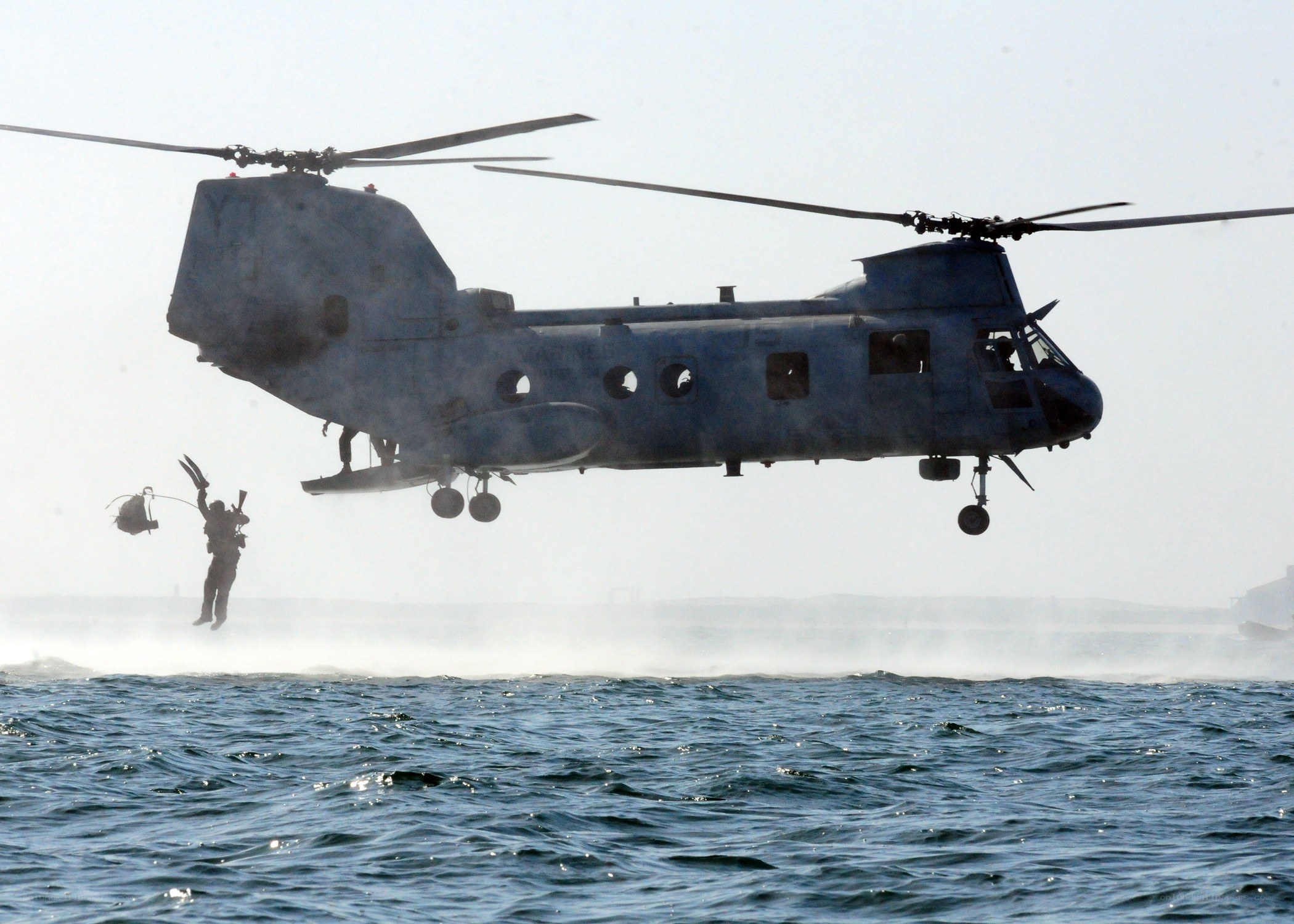 Military helicopter rescue operation