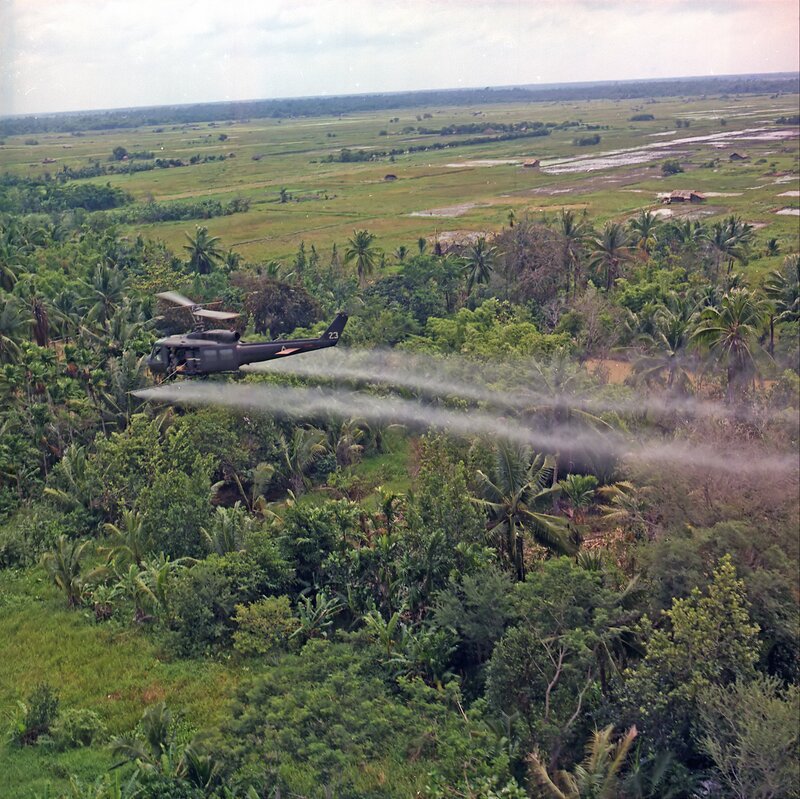 Military Helicopter Spraying