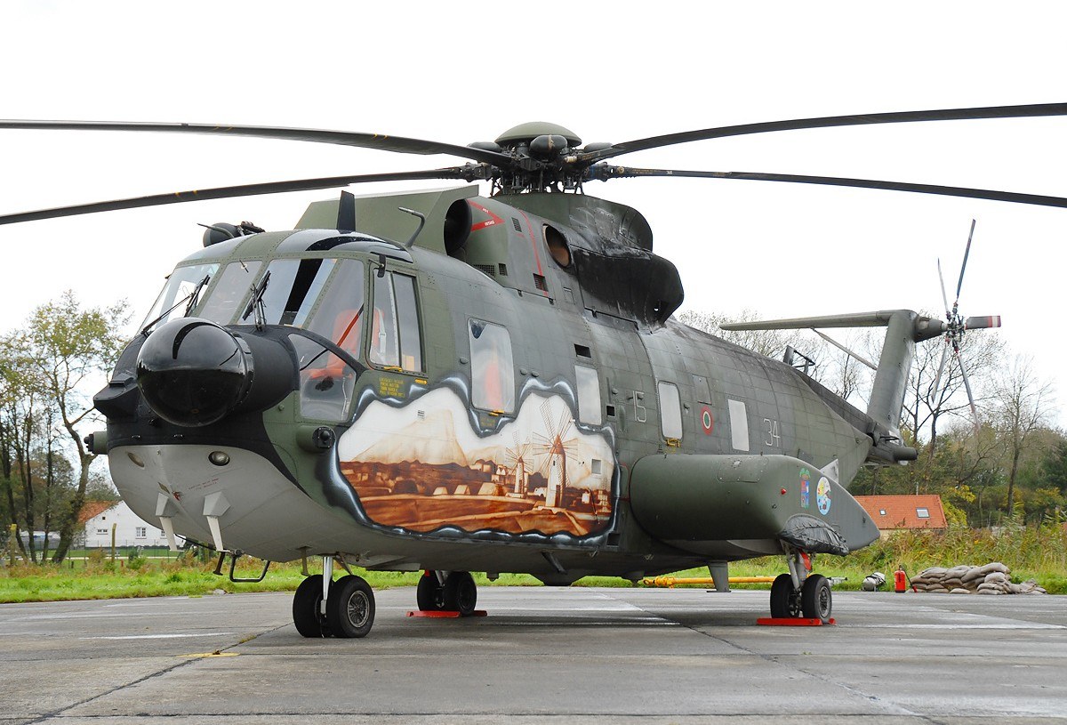 military helicopter with artwork