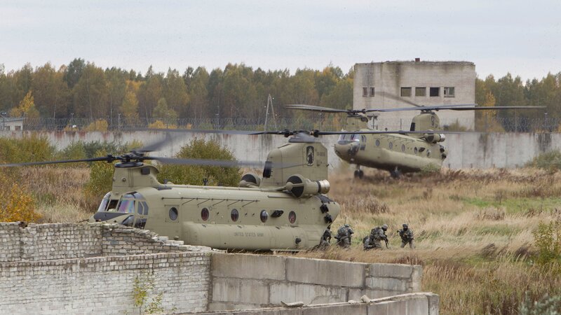 Military Helicopters and Soldiers